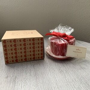 Hallmark Heart Candle & Ceramic Plate Set Valentine's Day Gift New - Tag & Bow